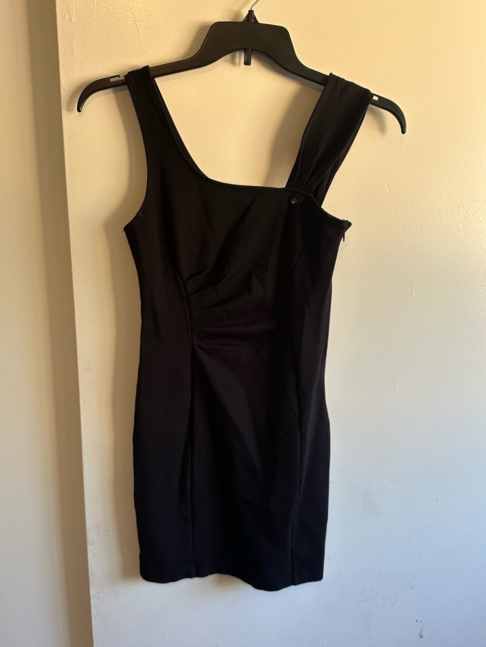 Guess Black Asymmetric Strap Mini Dress